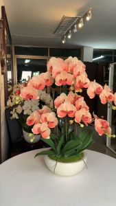 กระถางกล้วยไม้ประดิษฐ์ ดอกไม้ปลอมพร้อมกระถาง ตกแต่งบ้าน