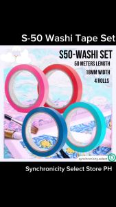 S50-WASHI Set 4X 50 Meter Value Pack Japanese Paper DIY Planner Masking Tape Adhesive Tapes Sticker