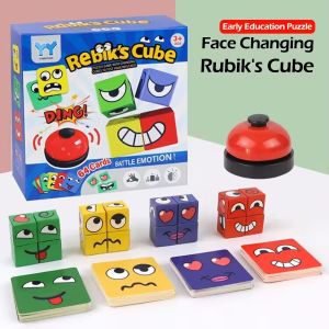 Kids Face Change Expression Puzzle Building Blocks Montessori Cube Table Game Toy Early Educational Toys for Children Gifts