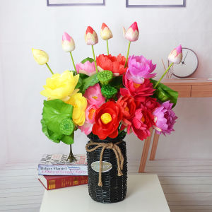 Đạo Cụ Hoa Lụa Phật Giáo 1 Bông Hoa Lót Phòng Khách Trang Trí Ngoài Trời Hoa Lót Tượng Trưng Bày Không Có Mùi Hương