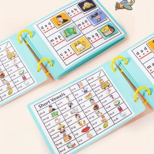 Early Learners CVC Word Building Busy Book Interactive Alphabet Puzzle Game Paper Handwriting Aid for Ages 3-6
