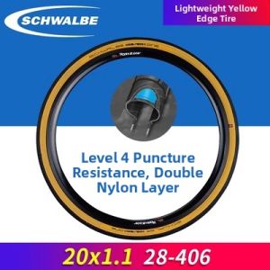 Schwalbe | Foldable Yellow Strip Lightweight Puncture-Resistant Outer Tire 20*1.1