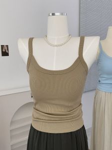 เสื้อกั๊กสายเดี่ยวทรงเข้ารูปแบบใหม่สำหรับฤดูร้อนปี 2025 พร้อมแผ่นเสริมหน้าอก เสื้อชั้นในป้องกันแสง เสื้อชั้นในแบบมีโครง เสื้อกั๊กสีพื้น