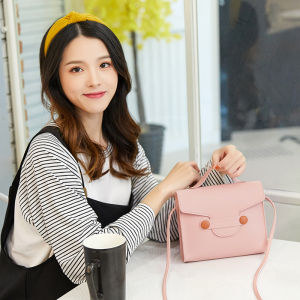 Tas Selempang Sling Bag Mini Elegan Wanita Cute Handbag Kulit PU Korean Model Kancing Petak COD T65