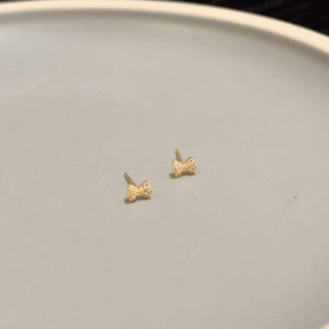 Elegant Butterfly Knot Silver Needle Earrings Womens Fashion Jewelry Small Size Quality Alloy Embedded Artificial Gemstones