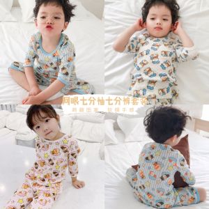 Bộ Quần Áo Cotton Nguyên Chất Cho Trẻ Em Bộ Quần Áo Cotton Thoáng Khí Tay Lửng Quần Áo Mặc Nhà Bộ Đồ Ngủ Cho Bé Trai Và Bé Gái