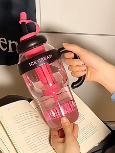 1300ml Large Capacity Straw Cup Outdoors Anti-fall Water Cup Heat-resistant With Handle Water Bottle Leak proof Drink Cup