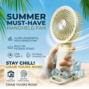 L612 Portable Handheld Fan with Hidden Stand Ultra High-Speed USB-Charging