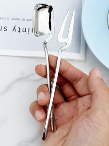 304 Stainless Steel Coffee Spoon Stirring Spoon Dessert Spoon Cup Spoon Yogurt Jam Seasoning Cup Hook Small Fork Spoon