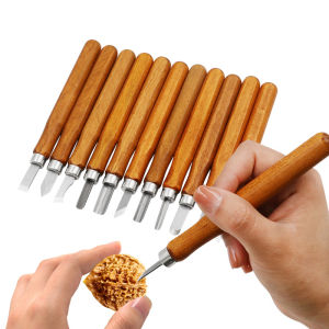 10/12 Piece Woodworking Carving Tools Set DIY Multifunctional Handmade Art Knife with Wooden Handle for Crafting