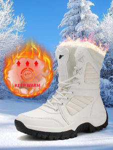Northeast Outdoor Snow Boots Womens Winter Fleece-lined Thickened Waterproof Non-Slip Cotton Shoes Mens High-Top Cold-Resistant minus 30 Degrees