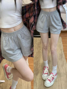 American Style Loose Casual Grey Sports Shorts Women Summer New High Waist A-Line Wide Leg Hot Pants Korean Version Knitted Cotton