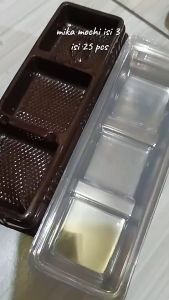 ISI 25 MIKA MOCHI ISI 3 SEKAT & TRAY MOONCAKE WARNA HITAM