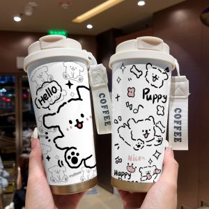 Cốc Cà Phê Cách Nhiệt Bằng Thép Không Gỉ 316 Dễ Thương Cho Nữ Học Sinh Cốc Cà Phê Hoạt Hình Dễ Thương Cốc Đi Bộ Cốc Đựng Nước