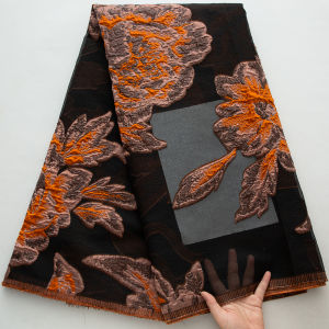 Vải Ren Jacquard Châu Phi Nhiều Màu Chất Liệu Mỏng Co Giãn Họa Tiết Hoa Lớn Dành Cho Đầm Dự Tiệc Đầm Dạ Hội Nữ Rộng 120cm