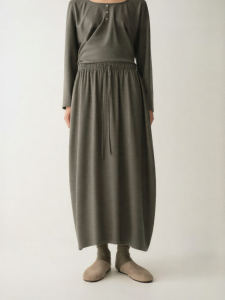 INSIS FEMME | Wool Spring Simple Elastic Waist Irregular Hem Knit Skirt