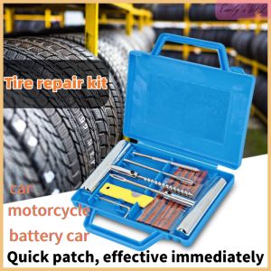 Emergency heavy-duty tire (7 PCS) tire diagnosis puncture repair kit free hard shell tubeless puncture repair kit used for long-distance travel outdoor exploration outdoor cars motorcycles trucks MTB bicycles tractors CRVSUV ATV