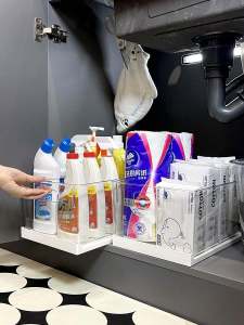 Bathroom Sink Pull out Drawer Rack Cabinet Organizer Plastic Storage Box Shower Accessories Toiletries Ball Washing Care