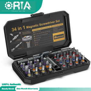 ORIA DIY Ratchet Screwdriver Set 34 in 1 Multi Bit Screwdriver Drive Set with Detachable Ratchet Handle Portable Compact Repair Tool Kit for PC Mobile Watch Furniture Computer Bicycle