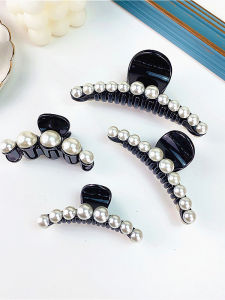 Pearl Hair Clip Elegant Shark Bite Hair Claw Simple Stylish Hair Clip High Gloss Pearl Hair Accessory Korean Style Hair Gripper