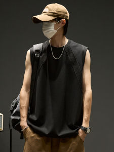 เสื้อกั๊กแขนกุดทรงหลวมสำหรับผู้ชาย Cleanfit ฤดูร้อน ทรงหลวม สีสันสดใส ผ้าฝ้ายระบายอากาศได้ดี คอกลม ปกติ