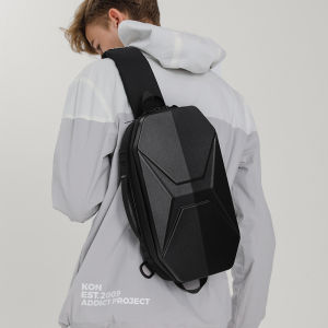 OZUKO Hard Shell Chest Bag Male Waterproof Shoulder Bags Men USB Charging Crossbody Bag Teenage Fashion Short Trip Messenger Bag