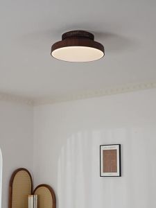 NSWR | Invisible Silent Bladeless Ceiling Fan Light Walnut Wood Grain Modern Chinese Style Bedroom Light
