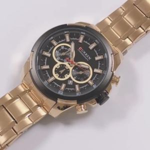 CURREN | CURREN Mens Chronograph Watch 48mm Big Dial with Stainless Steel Band Triple Sub- Dials Luxury Quartz Sport Wristwatch