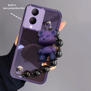 Phone Case VIVO Y17s Y27s V29 Pro V29e V27 V27e Y27 Y78 Y36 4G 5G Fashion Hot Selling Built-in Lens Film Casing with Doll Bracelet Lens Protection Solid Color Transparent Soft Cover 2023