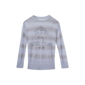 เสื้อถักขนสัตว์แบบหลวมๆ สำหรับผู้หญิง ฤดูใบไม้ผลิ 2025 ดีไซน์แบบมีความรู้สึก ดีไซน์แบบมีช่องว่าง ผ้าขนสัตว์ขนแกะแบบมีช่องว่าง แขนยาว ปกติ