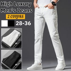 High Luxury Mens Jeans Casual Feet Stretch Straight Slim Fit Trousers Versatile Business Pants