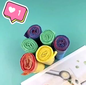 15pcs/Roll Drawstring Garbage Bag Thickened Quality Kitchen Garbage Bag Household Plastic Drawstring Trash Bag 75pcs in 5Roll 45cmx45cm