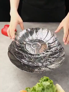 PVN84230 Rổ Hấp Inox 304 Gấp Gọn – Vỉ Hấp Thực Phẩm Hấp Xôi Hấp Bánh Tiện Lợi