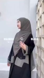 Halimah Abaya | Outfit Perempuan Remaja Gamis Abaya Syari Remaja Perempuan Elegan Nyaman | Gamis Lebaran Anak Perempuan Usia 10-17 Tahun Cewek Tanggung