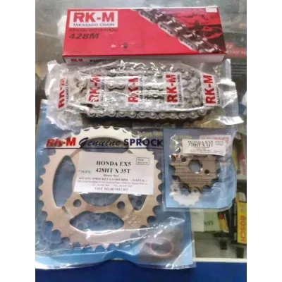 EX5 Dream 100 💯Original RK-M RKM Honda ex5 dream wave100 lame sym E-bonus 428 rantai set sprocket chain set