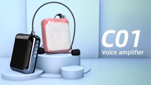 MAONO AU-C01 Portable Loud Speaker Rechargeable Voice Amplifier Professional Coach Microphone with FM Repeat and Music