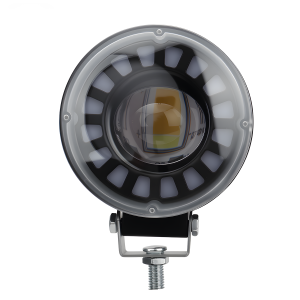 2PCS Motorcycle RGB Angle Eye Spotlight Duzl Color Hi/lo Beam LED Mini Lens Work Light Headlight RV SUV ATV Moto Accessories 12V