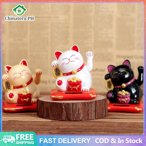 2.5 Inch Cute Shaking Hands Solar Lucky Fortune Cat Wealth Waving Figurines (READY STOCK & COD & LOW PRICE & HIGH QUALITY)