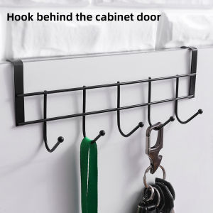 5 Punch-Free Hooks Door Rear Stainless Steel Storage Holder Kitchen Bathroom Cabinet Back Type Coat Towel Hanger Organizer Gifts