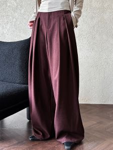 High Waist Wide Leg Suit Pants Women Loose Floor Length Trousers Spring Autumn Old Money Style Casual Straight Cut Pants