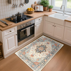 VIKAMA Retro Ethnic Style Printed Carpet Living Room Bedroom Wardrobe Decoration Carpet Kitchen Absorbent Carpet Home Decor