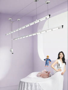 Hotata | Hand-cranked Elevated Balcony Ceiling-mounted Double-bar Durable Clothes Drying Rack
