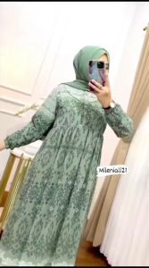 MIDI DRESS CERUTY PRINTING FULL PURING / MIDI DRESS TERBARU / DRESS MOTIF BUNGA MEWAH DAN ELEGAN / DRESS CANTIK MURAH KEKINIAN / GAMIS IBU - IBU MODEL SEKARANG