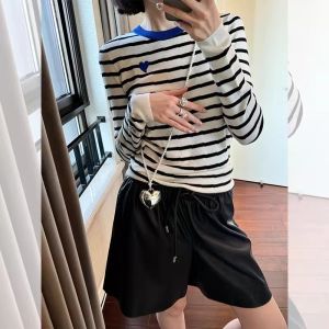 HUOLISI | Yellow Striped Long Sleeve Knitwear for Autumn Slim Fit Layering Shirt with Embroidery