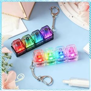 /-LED Keyboard Keychain Fidget Toys Crystal Clicker Sensory Toy for Stress Relief Keyboard Keychain Fidget Gadget for Adults Kid