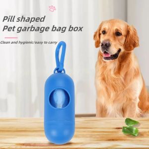 Portable Pet Poop Bag Dispenser Pill Capsule Dog Waste Outdoor Convenient Storage Case Poop Picking Pill Holder Lightweight