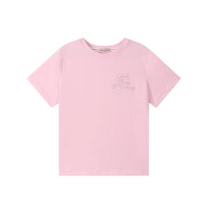 SASAKIDS Ice Algae Clay Antibacterial Kids T-Shirt round Neck Short Sleeve Embroidered Versatile Summer Comfortable Cotton Blend