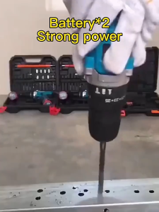 Cordless Drill Impact Hammer Drill Multi-Function Electric Screwdriver Hand Drill Driver Kit 2 Battery Power Tool 电钻