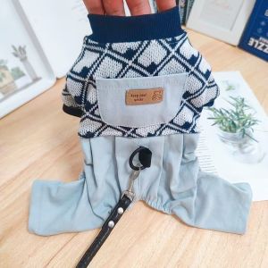 Fall Winter Teddy Bichon Pomeranian Schnauzer Small Dog Pet Sweater Four Legs Clothes Can Be Pulled Other Brand Casual Style