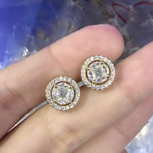 Huitan Classic Womens Stud Earrings Gold Color/Silver Color Crystal Cubic Zirconia Exquisite Female Earrings Versatile Jewelry